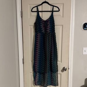 Angie Multicolor Zigzag High Low Dress